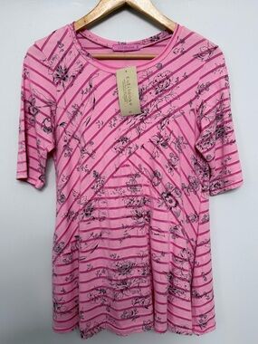 Cut Loose Pink Floral & Stripe Short Sleeve Tee NWT